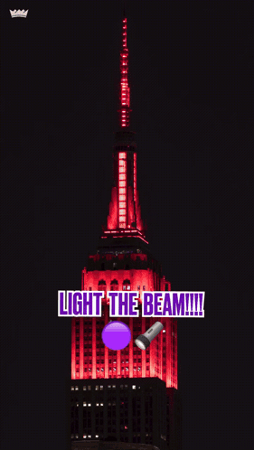 Empire State Building Lit Red Light The Beam GIF