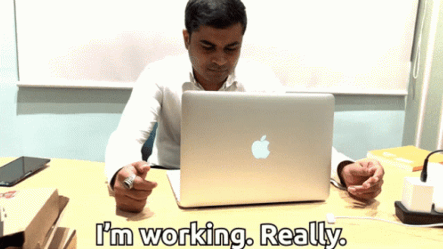 Employee Working Hard Laptop Pizza Meme GIF