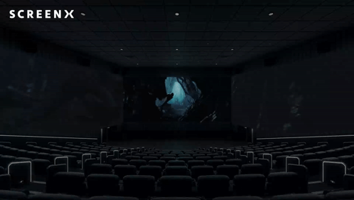 Empty Movie Theater With Screen X Logo GIF