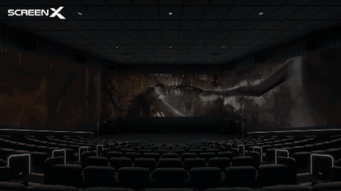Empty Movie Theater with Screen X Logo