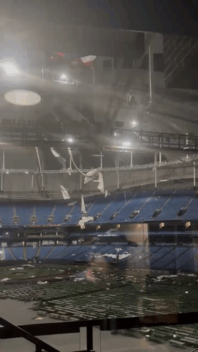 Empty Stadium with Smoke