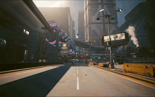 Empty Street Futuristic City Billboard Saying A