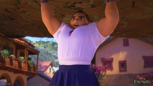 Encanto Cartoon Character Lifting Large Rock