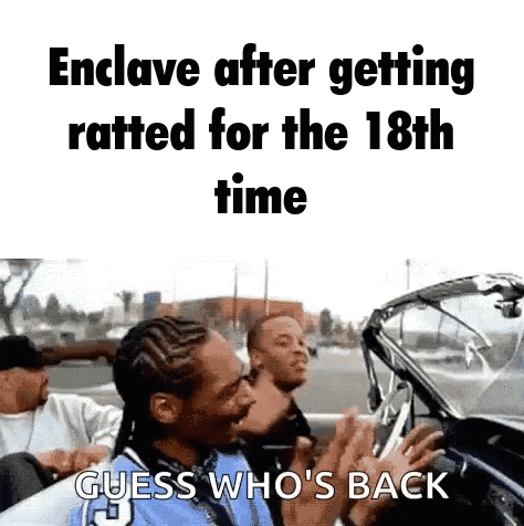 Enclave After Getting Ratted For The 18Th Time Guess Who 'S Back . GIF