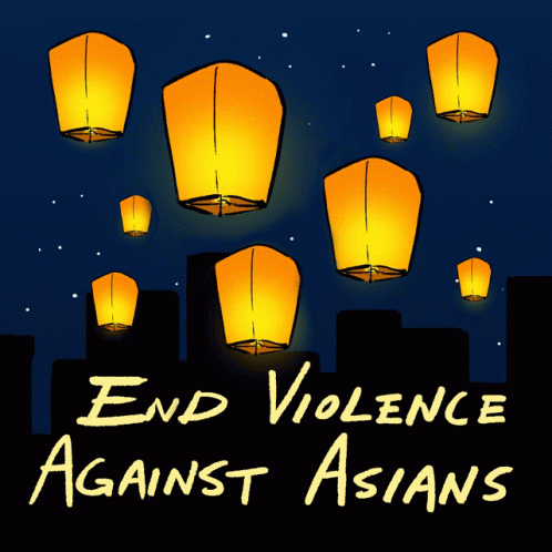 End Violence Against Asians Poster With Lanterns GIF