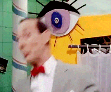 Energetic Pee Wee Herman With Eye Background GIF
