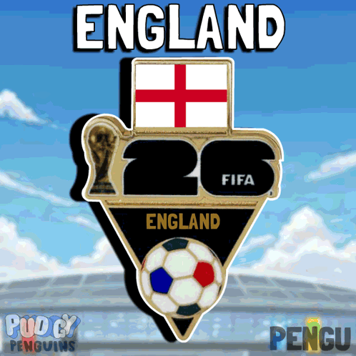 England Soccer Team Logo with Trophy and Ball