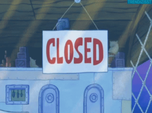 Entertaining Spongebob Flipping Closed Sign GIF