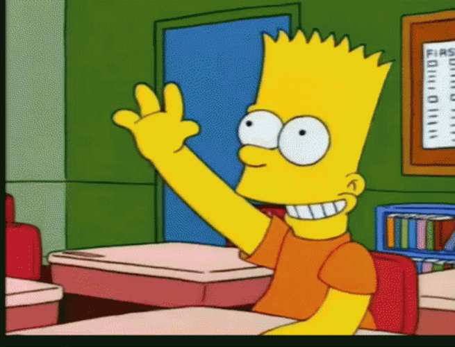 Enthusiastic Bart Simpson Raising Hand GIF