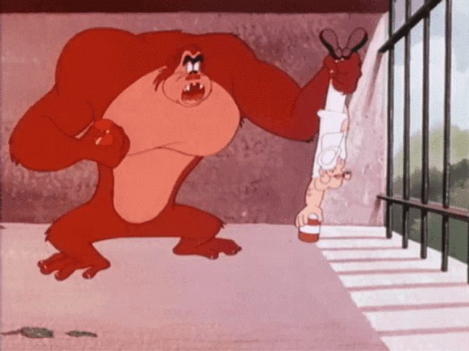 Epic Popeye Battle Big Gorilla GIF
