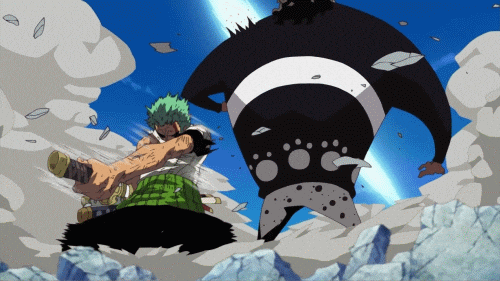 Epic Zoro Attack Bartholomew Kuma GIF