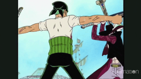 Epic Zoro Fight With Dracule Mihawk GIF