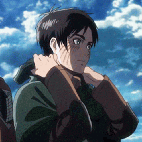 Eren Jaeger Anime Hiding His Head GIF