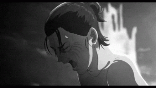 Eren Jaeger Black & White Anime Screaming GIF