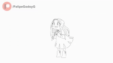 Eri Anime Girl Excited Sketch GIF