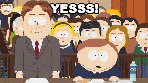 Eric Cartman Inside Court Proudly Saying Yessss GIF