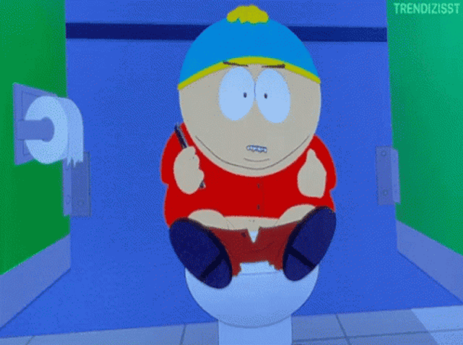 Eric Cartman Sitting On The Toilet Seat GIF