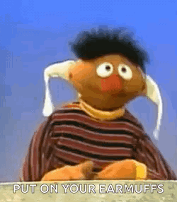 Ernie Sesame Street Ear Muffs Striped Sweater