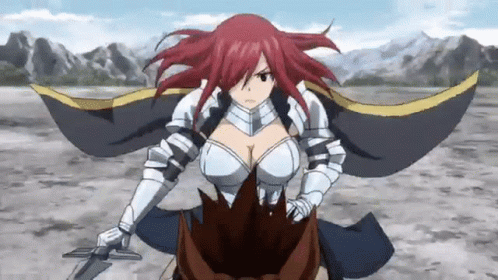 Erza Scarlet Riding Her Horse GIF