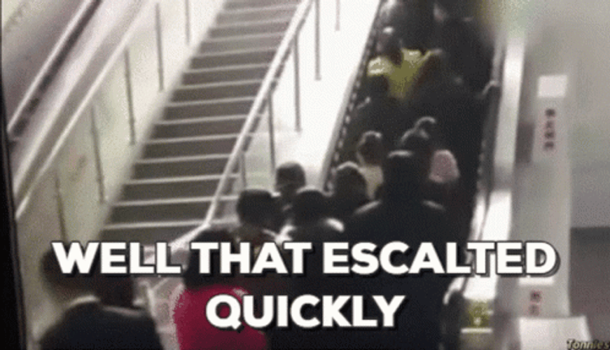 Escalator Malfunction Well That Escalated Quickly GIF