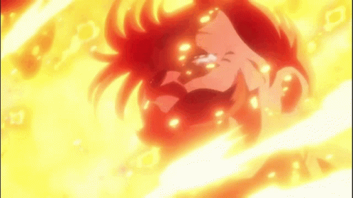 Escanor Burning Like Hell While Standing GIF
