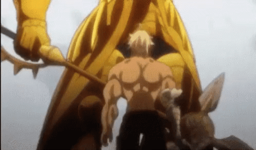 Escanor Hold The Flaming Sun While Standing GIF