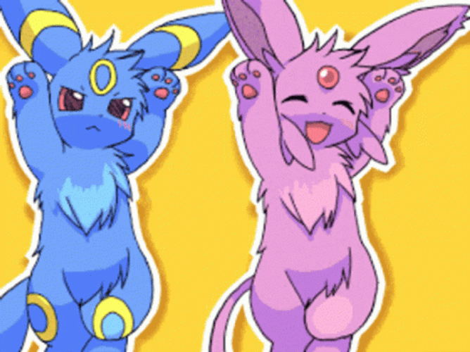 Espeon And Umbreon Dancing Caramelldansen GIF