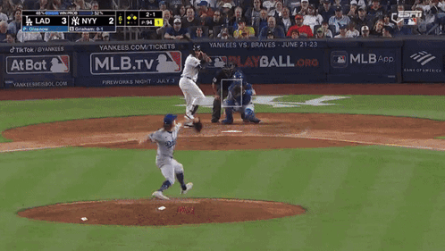 Espn Is Showing A Baseball Game Between Lad And Ny GIF