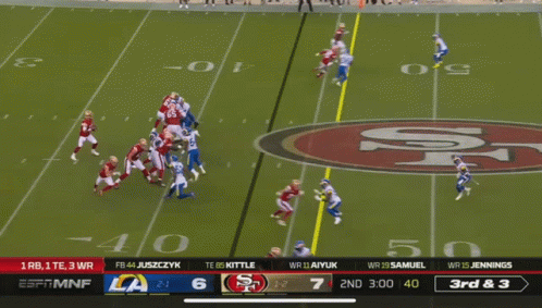 Espn Is Showing A Football Game Between The 49Ers And The Rams GIF
