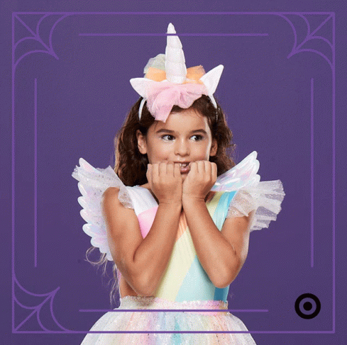 Anxious Kid Unicorn Costume Nail Biting GIF