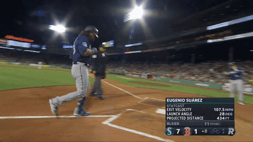 Eugenio Suarez Runs to First Base