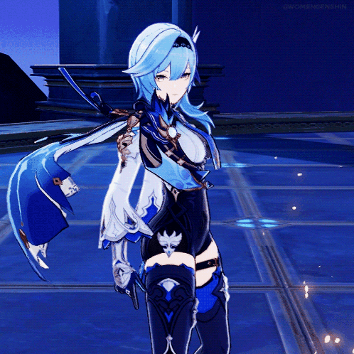 Eula Hair Flip Genshin Anime GIF