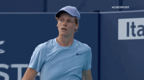 Eurosport Man Blue Shirt Purple Hat GIF