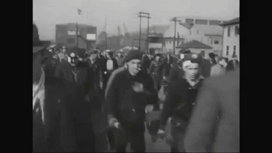 Evacuating Men During 40s GIF