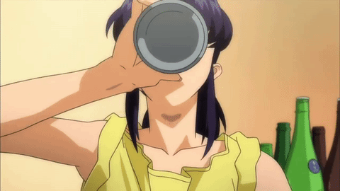 Evangelion Misato Drinking Beer GIF