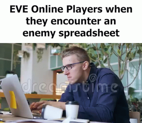 eve online players when they encounter an enemy spreadsheet with a man using a laptop