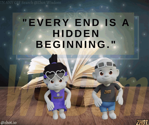 Every End Is a Hidden Beginning Poster Two Dolls Open Book