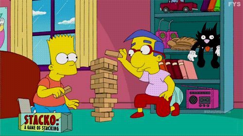 Everything Coming Up Milhouse And Bart Playing Jenga GIF