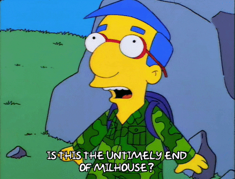 Everything Coming Up Milhouse Arms Up Scared GIF