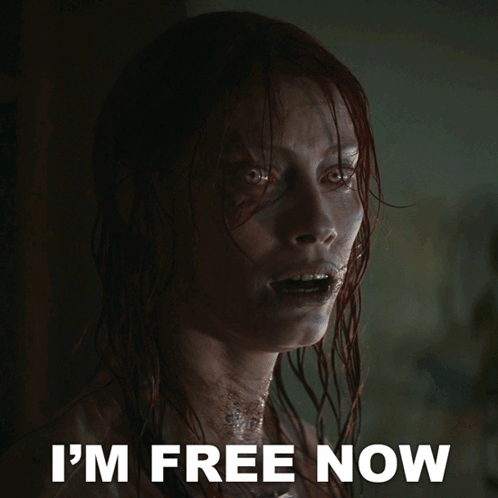 Evil Dead Actress Saying Im Free Now GIF