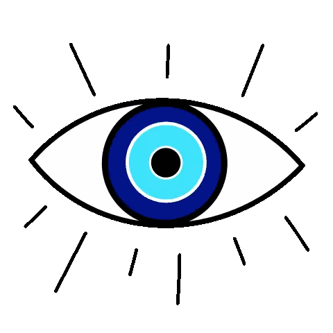Evil Eye with Blue Eyeball and Rays