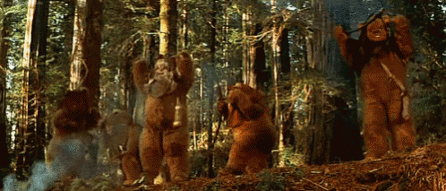 Ewok On The Woods Celebrating GIF