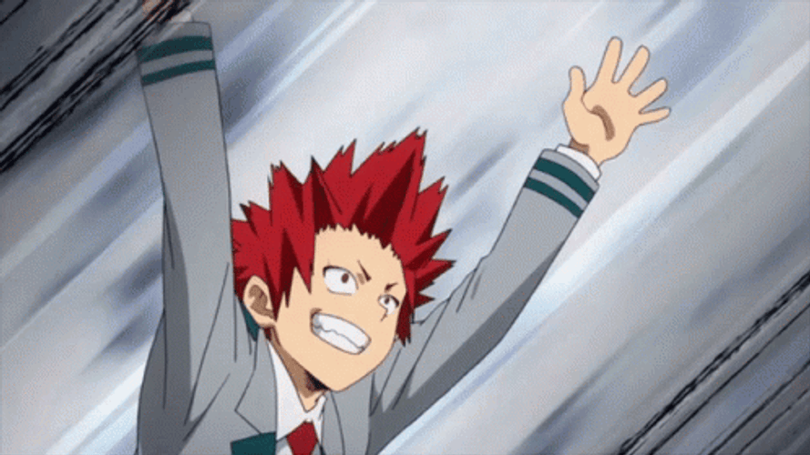 Excited Anime Character Eijiro Kirishima Raising Hands GIF