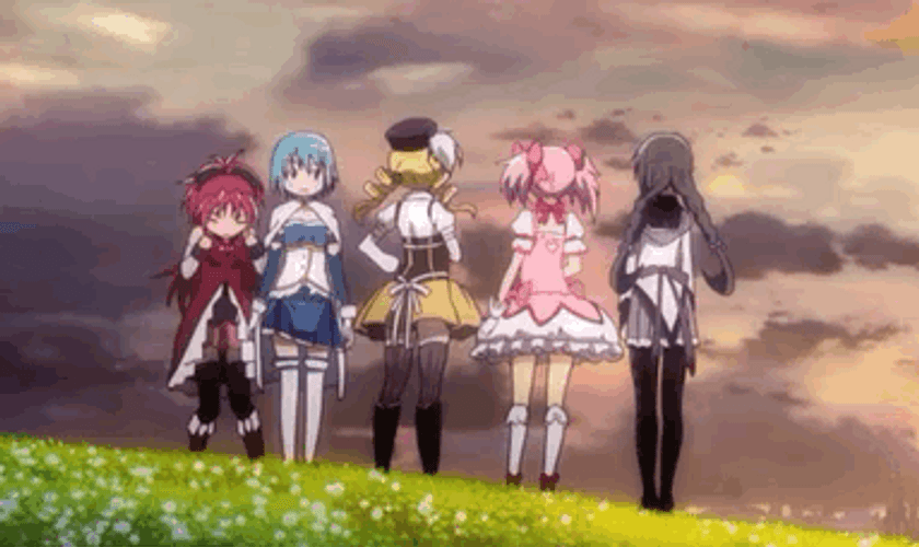 Excited Anime Girls From Puella Magi Madoka Magica GIF