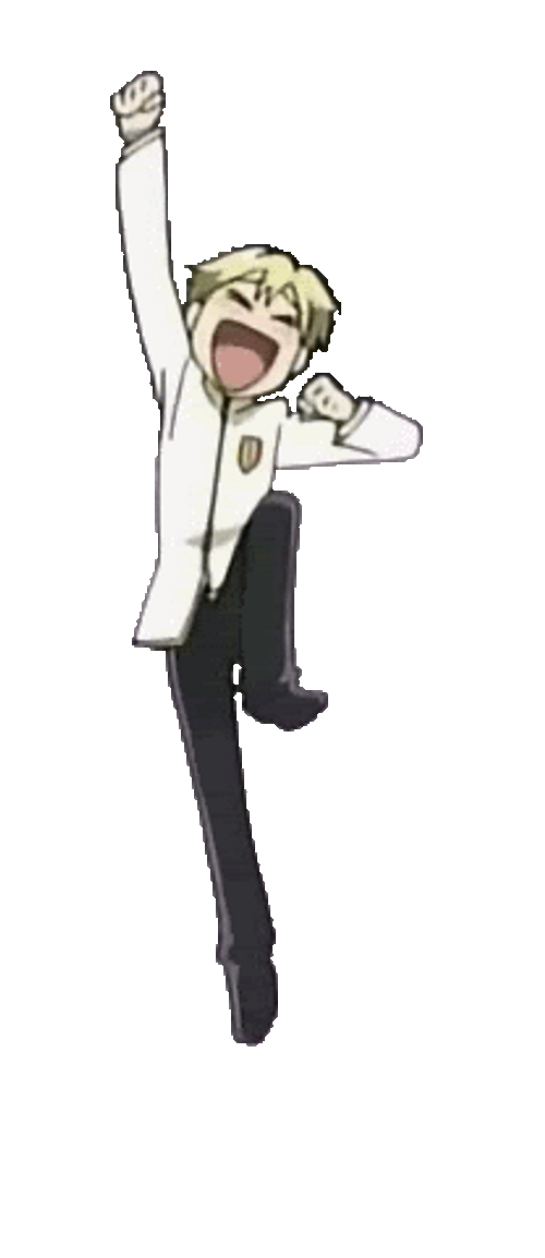 Excited Anime Guy Jumping With Enthusiasm GIF