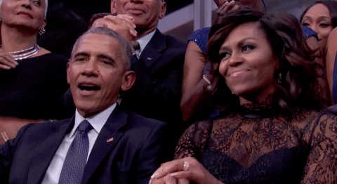 Excited Couple Barack And Michelle Obama GIF