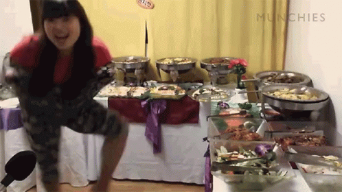 Excited Girl To Eat Potluck GIF