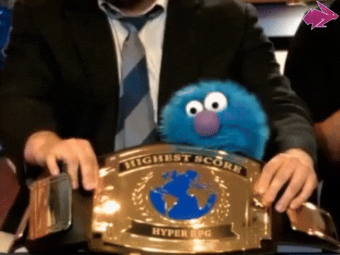 Excited Grover Wrestling Belt GIF