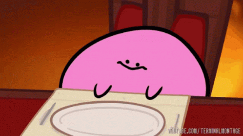 Excited Kirbo Waiting For Food GIF