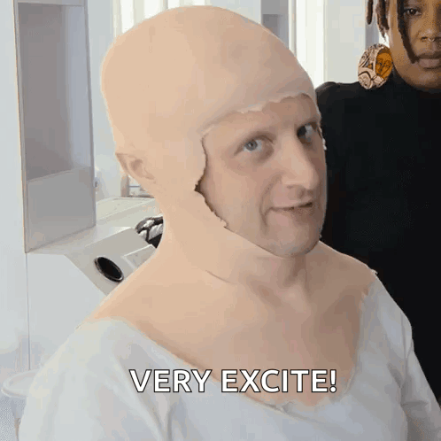 Excited Man Wearing Mask